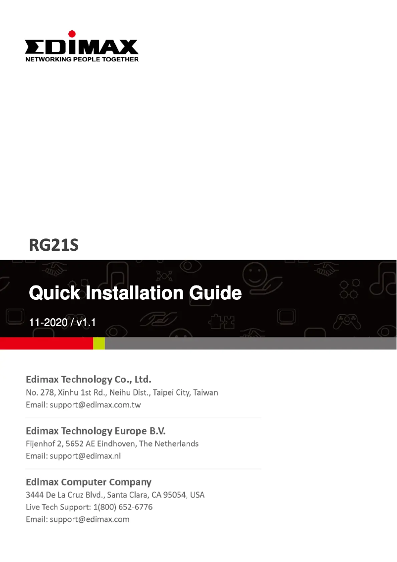 Page 1 de la notice Manuel utilisateur Edimax RG21S