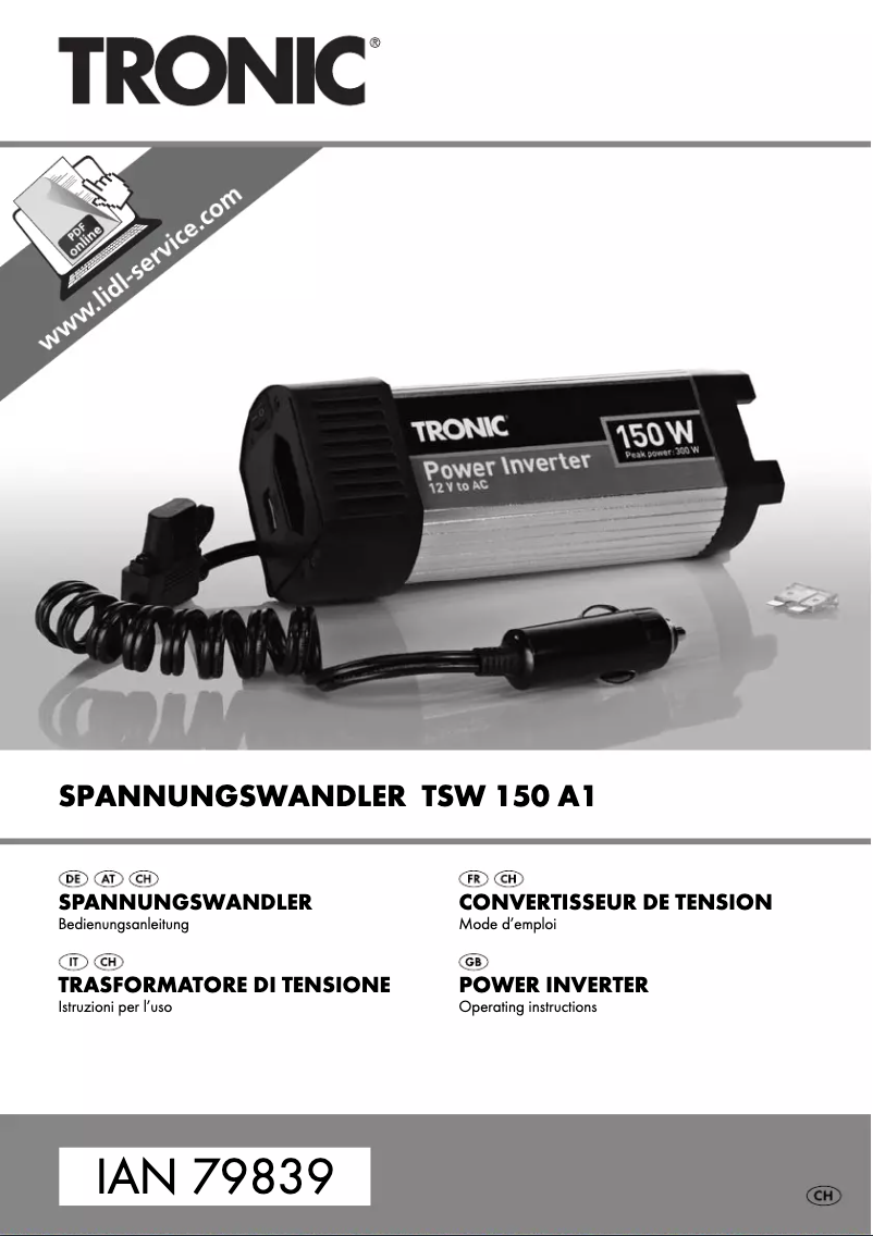 Page 1 de la notice Manuel utilisateur Tronic TSW 150 A1