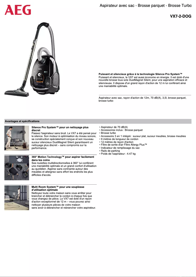 Page n°1 - Manuel utilisateur AEG VX7-2-DOG