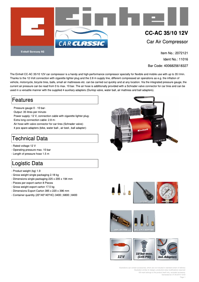 First page image of the manual for CC-AC 35/10 12V