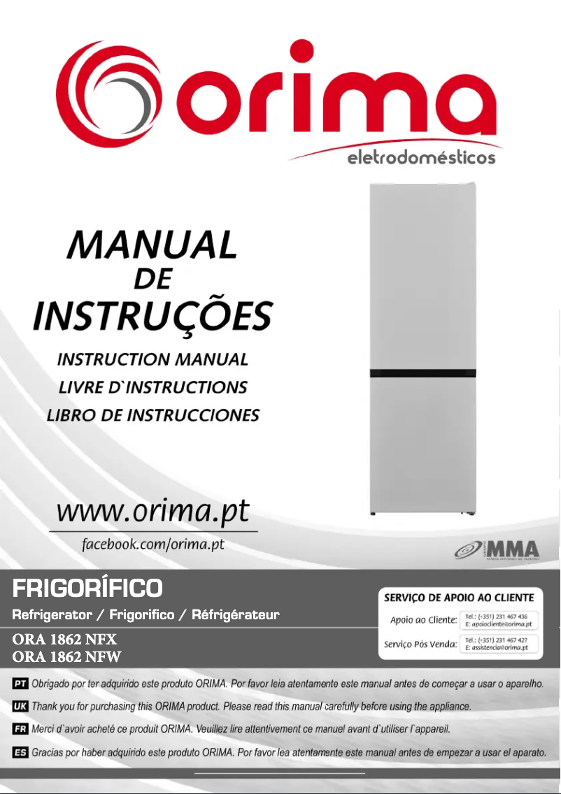 Page n°1 - Manuel utilisateur Orima ORA-1862-NFX