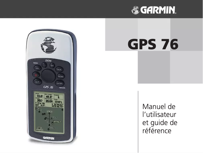 Image de la première page du manuel de l'appareil GPS 76