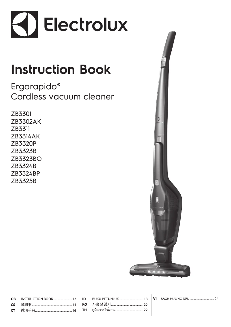 Page 1 de la notice Manuel utilisateur Electrolux Ergorapido ZB3324BP