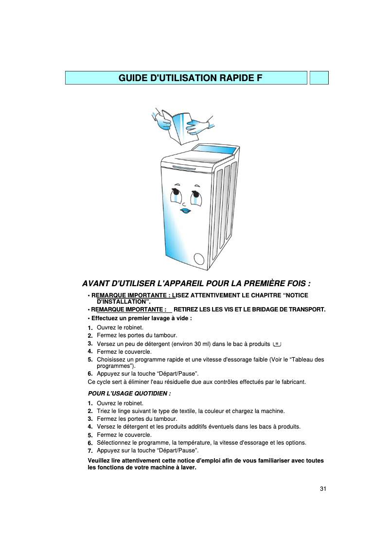 Page n°1 - Manuel utilisateur Bauknecht WAT Excellence 2255