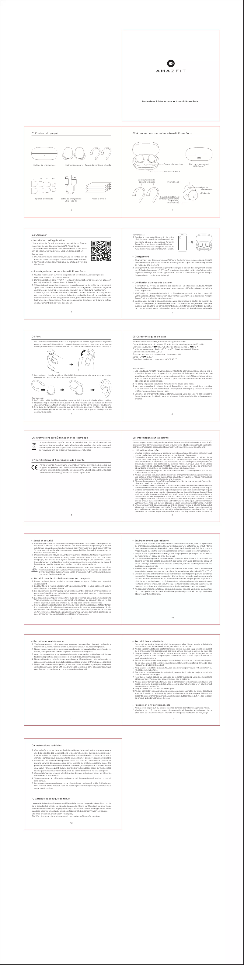 Page 1 de la notice Manuel utilisateur Amazfit PowerBuds