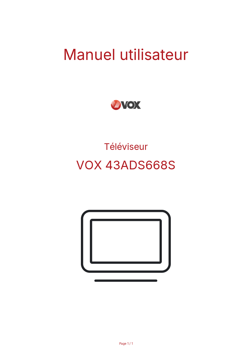 Page n°1 - Manuel utilisateur VOX 43ADS668S