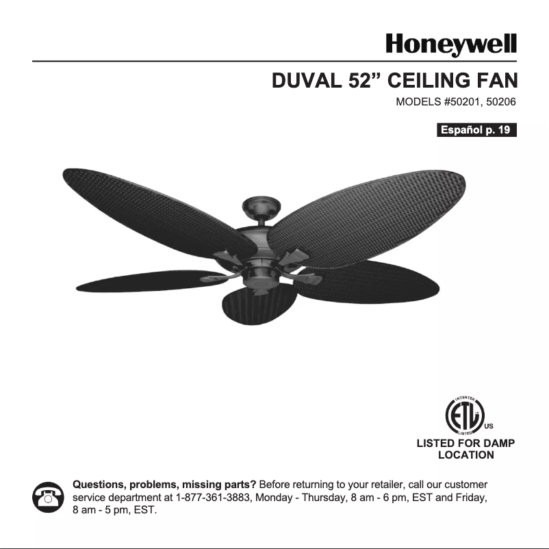 Página 1 del manual Manual de usuario Honeywell Duval 50206