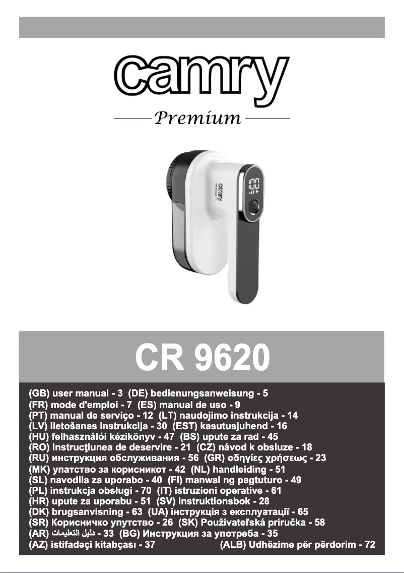 Image de la première page du manuel de l'appareil CR 9620
