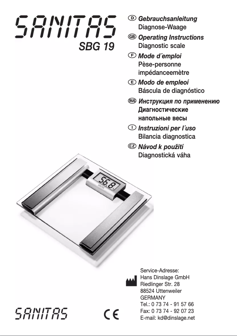 Page 1 de la notice Manuel utilisateur Sanitas SBG 19