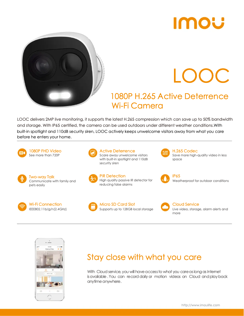 Page 1 de la notice Fiche technique Imou LOOC