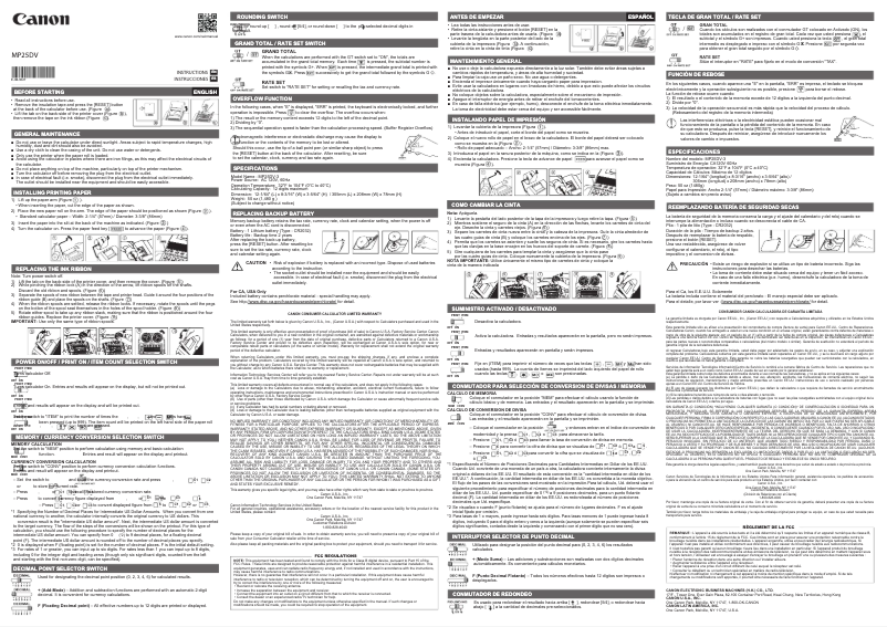 Page 1 de la notice Manuel utilisateur Canon MP25DV-3