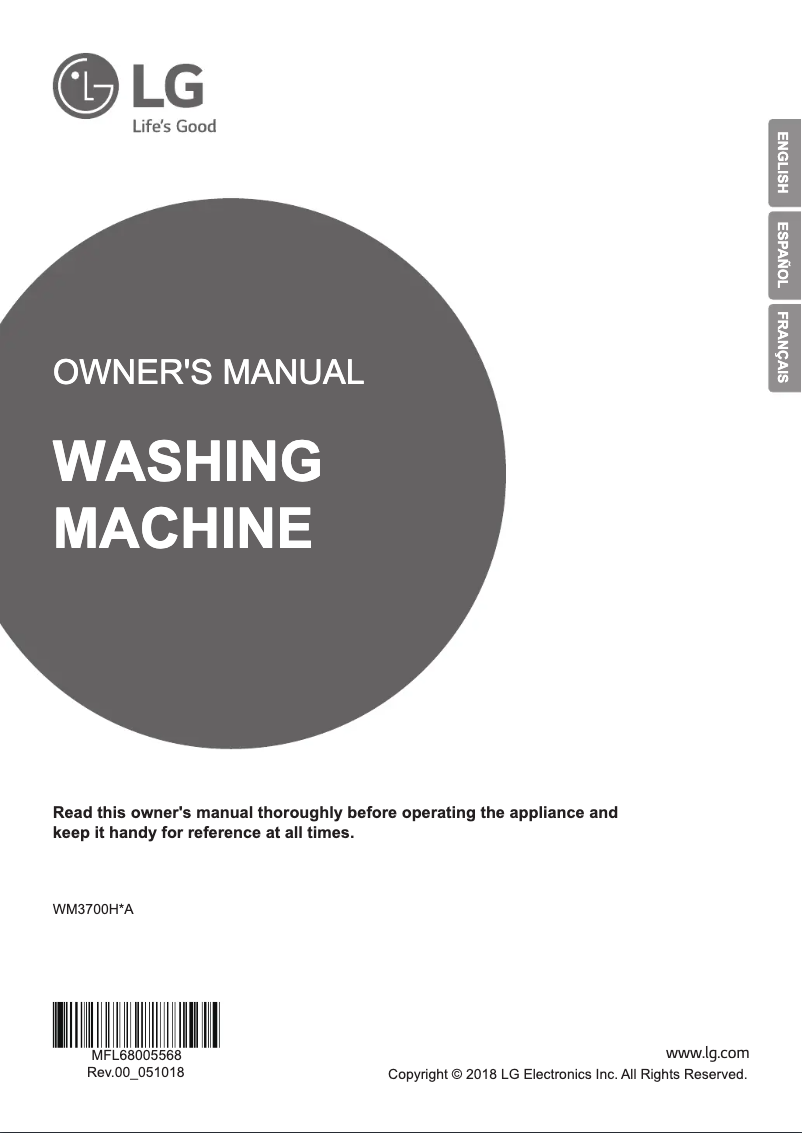 Page n°1 - Manuel utilisateur LG WM3700HWA