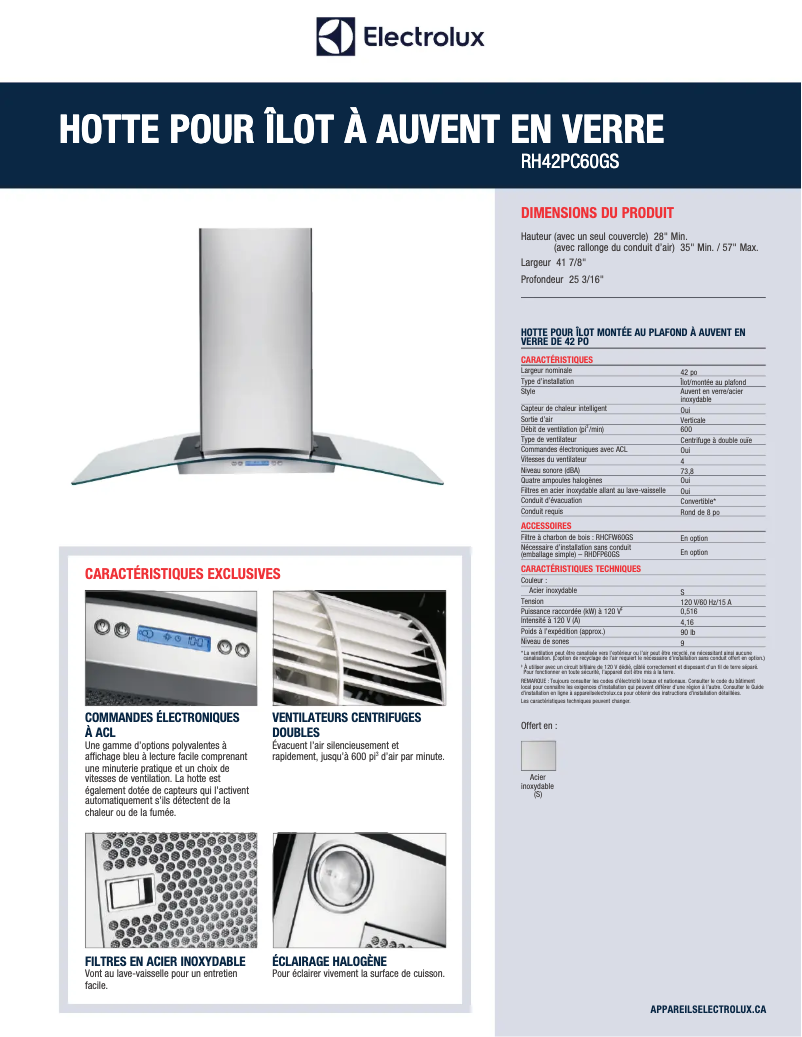Page n°1 - Fiche technique Electrolux RH42PC60GS