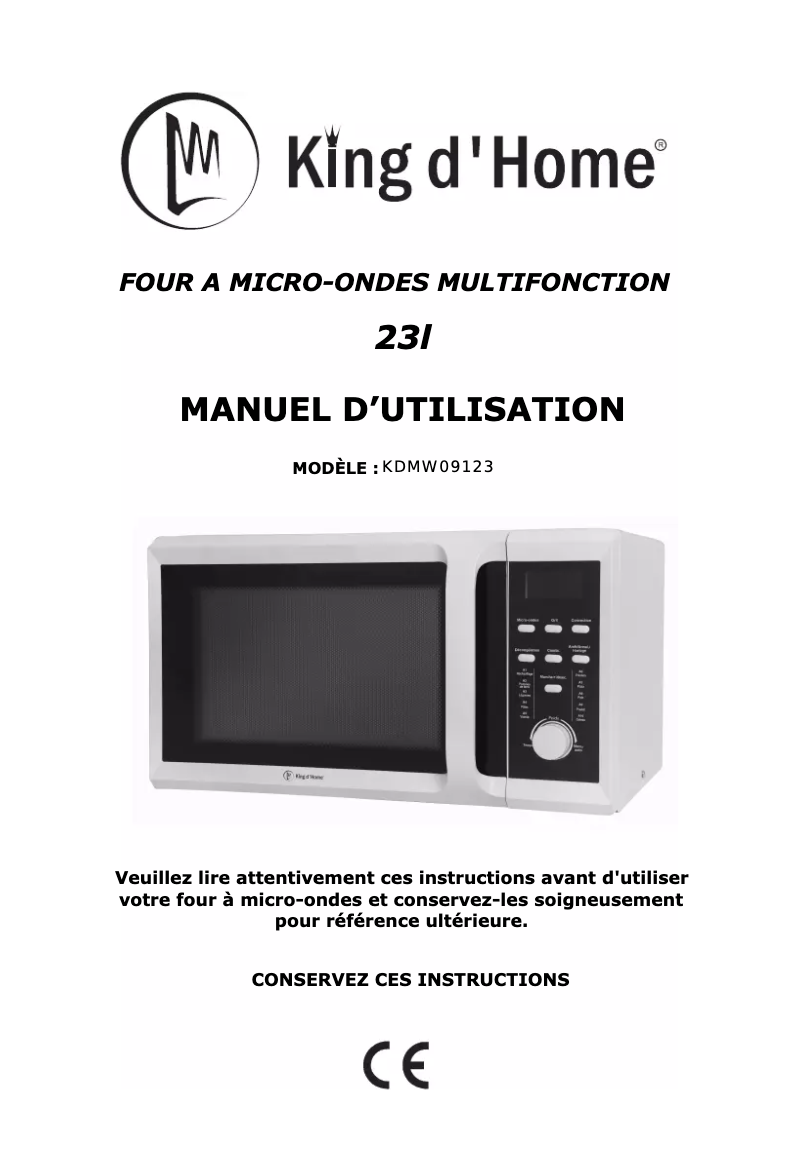 Page n°1 - Manuel utilisateur King D'Home KDMW09123