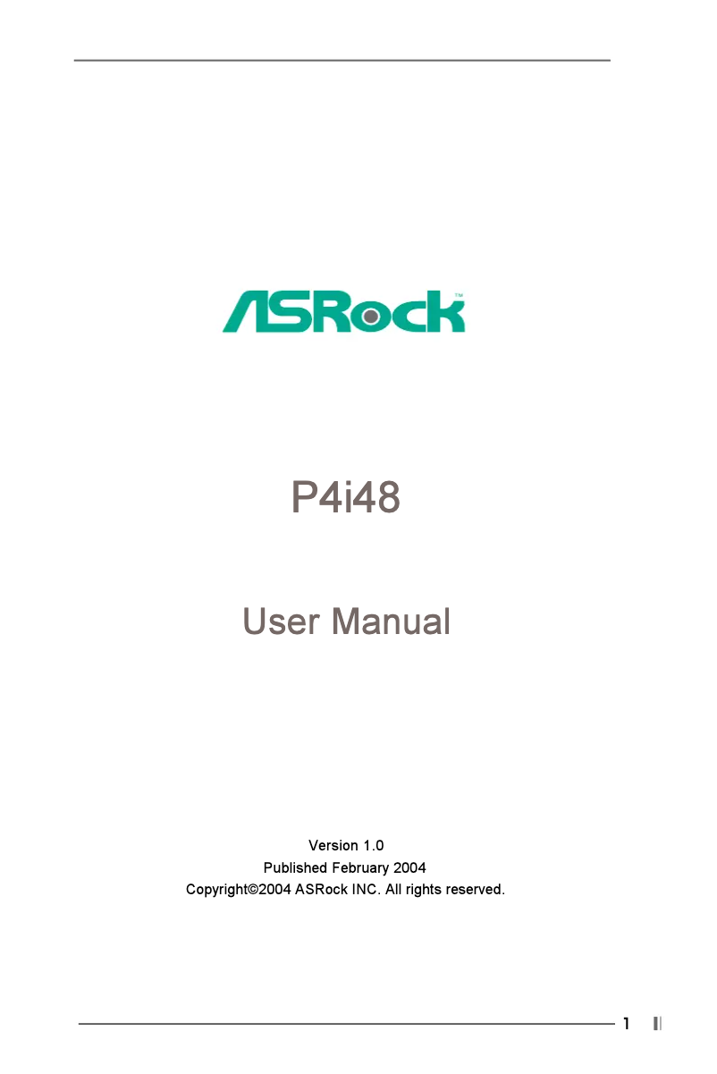 Page 1 de la notice Manuel utilisateur Asrock P4i48