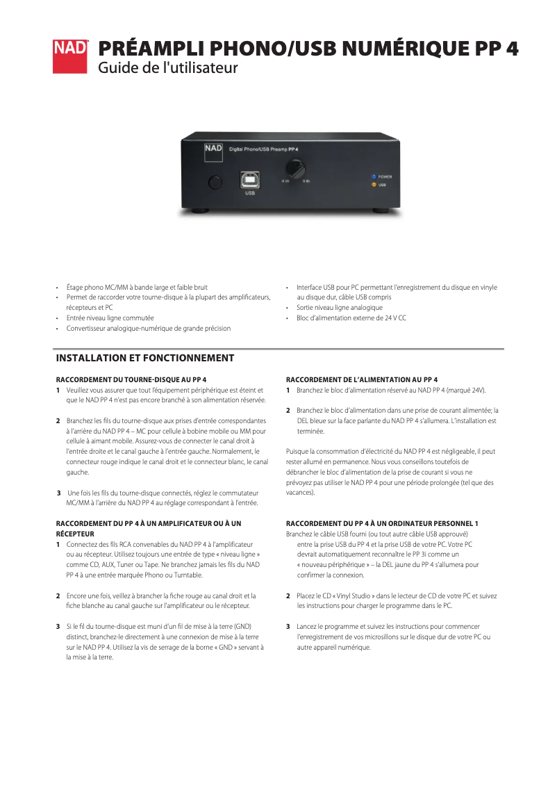 Image de la première page du manuel de l'appareil PP 4