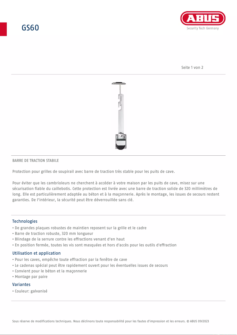 Image de la première page du manuel de l'appareil GS60