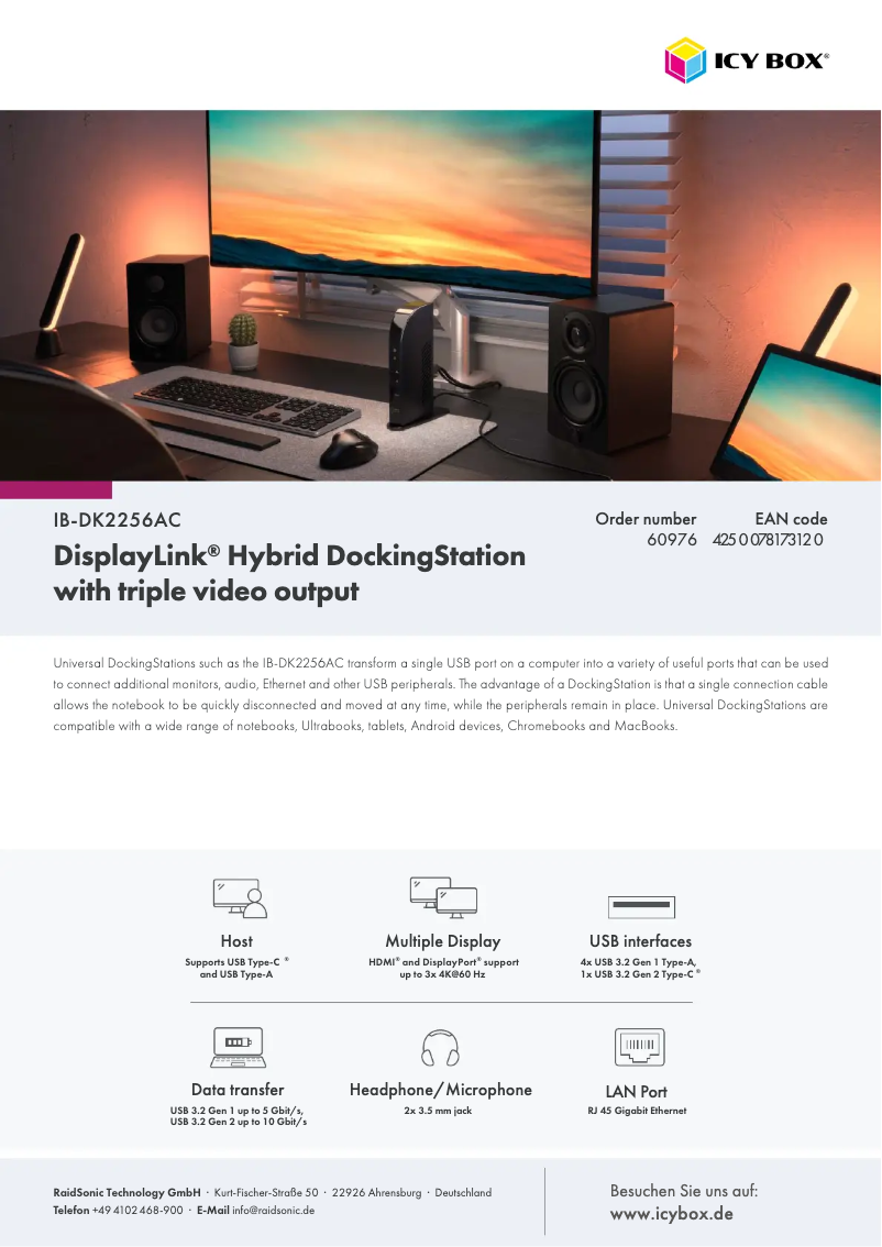 Page n°1 - Fiche technique Icy Box IB-DK2256AC