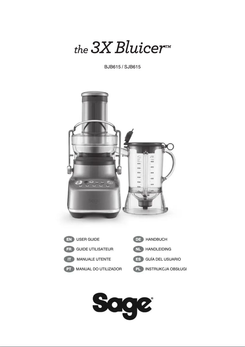 Image de la première page du manuel de l'appareil the 3X Bluicer SJB615