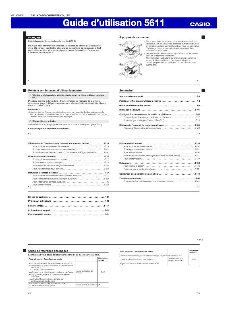 Page n°1 - Manuel utilisateur Casio G-shock GA-2100-4AER