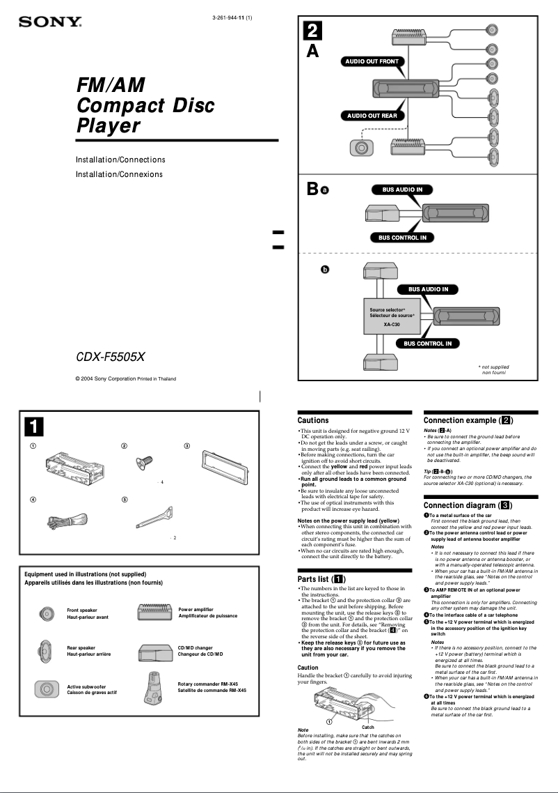 Imagen de la primera página del manual del dispositivo CDX-F5505X