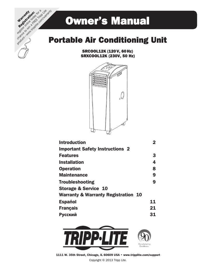 Page 1 de la notice Manuel utilisateur Tripp Lite SMARTRACK