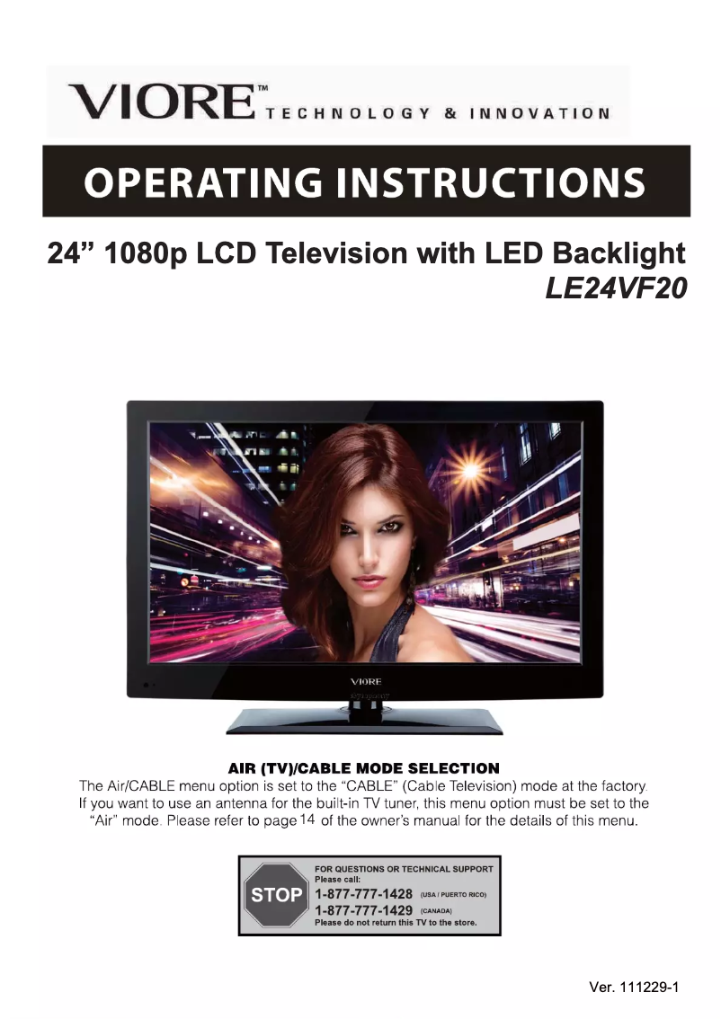 Image de la première page du manuel de l'appareil LE24VF20