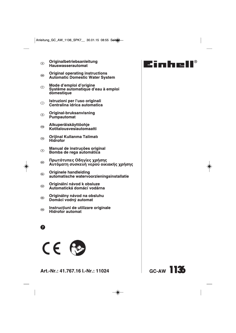 Page 1 de la notice Mode d'emploi Einhell GC-AW 1136