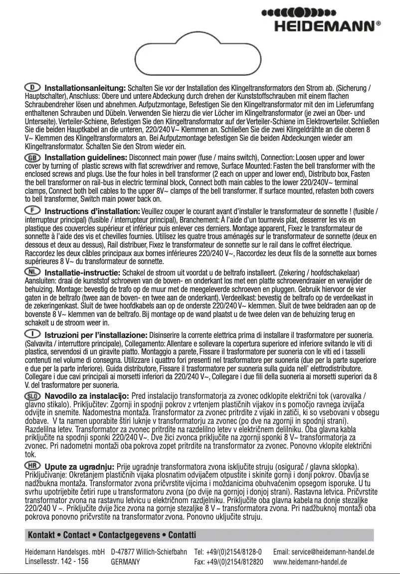 Page n°1 - Manuel utilisateur Heidemann 70042