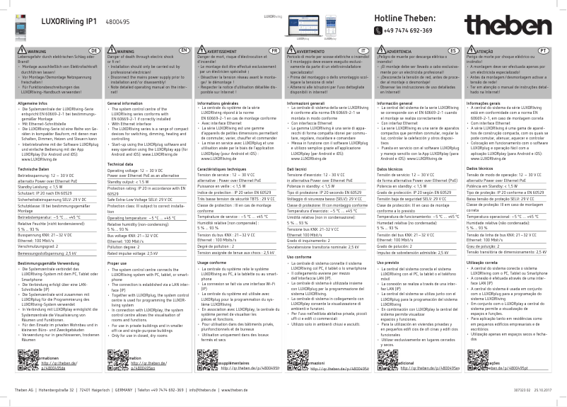 Imagen de la primera página del manual del dispositivo LUXORliving IP-RF