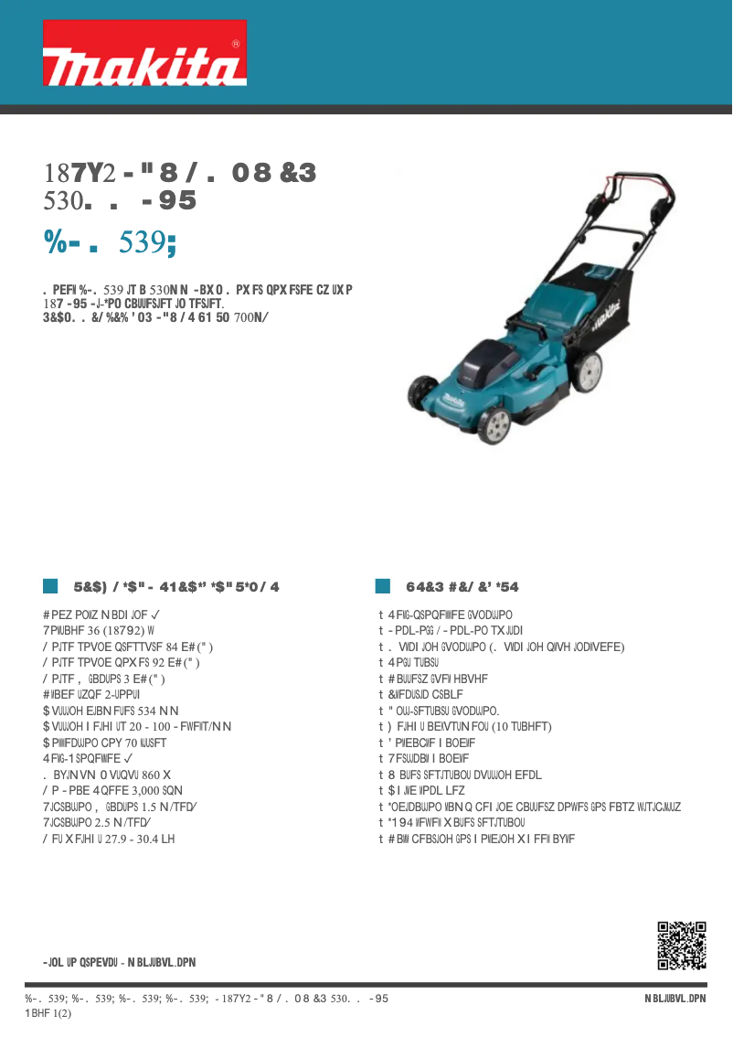 Page n°1 - Fiche technique Makita DLM539Z