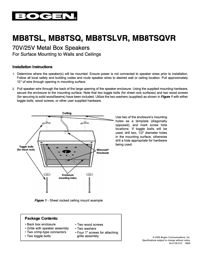 Page n°1 - Manuel utilisateur Bogen MB8TSL
