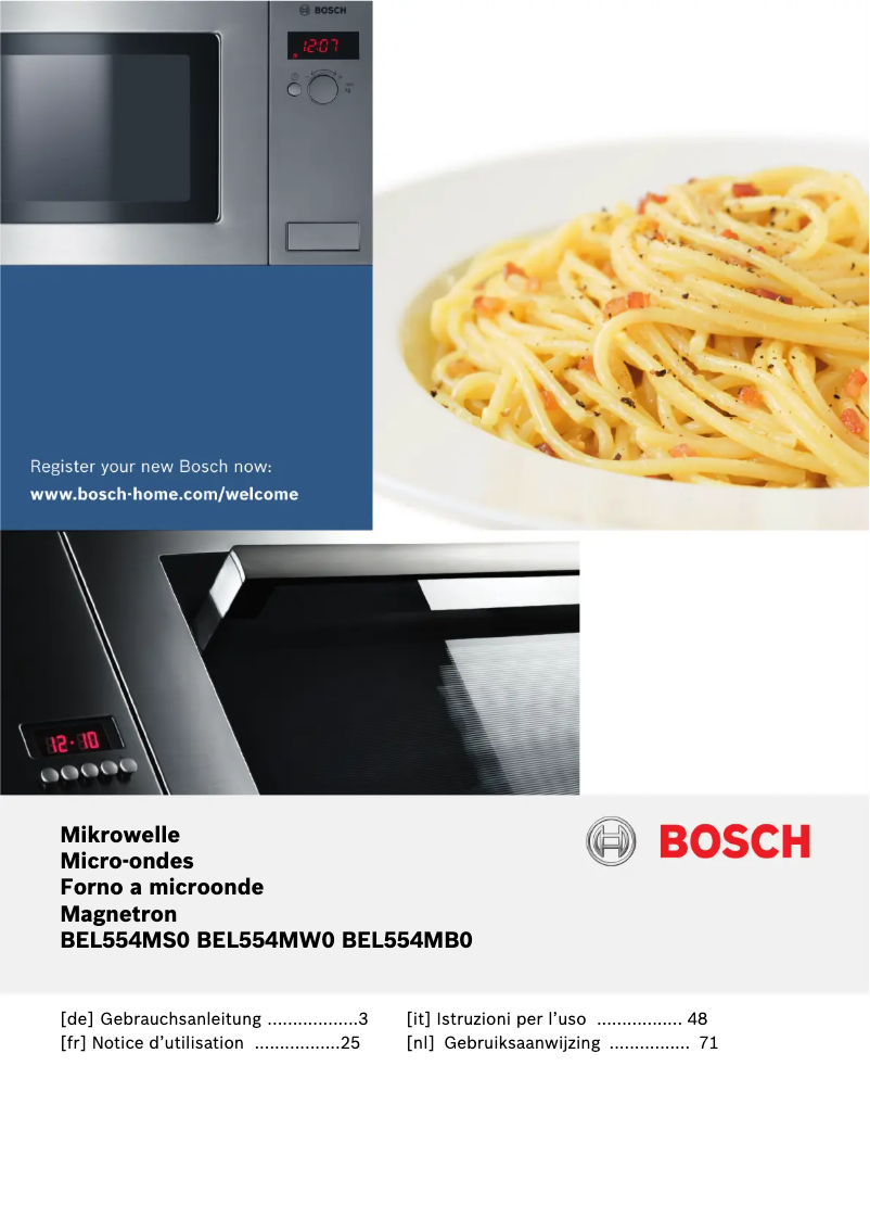Page n°1 - Manuel utilisateur Bosch BEL554MW0