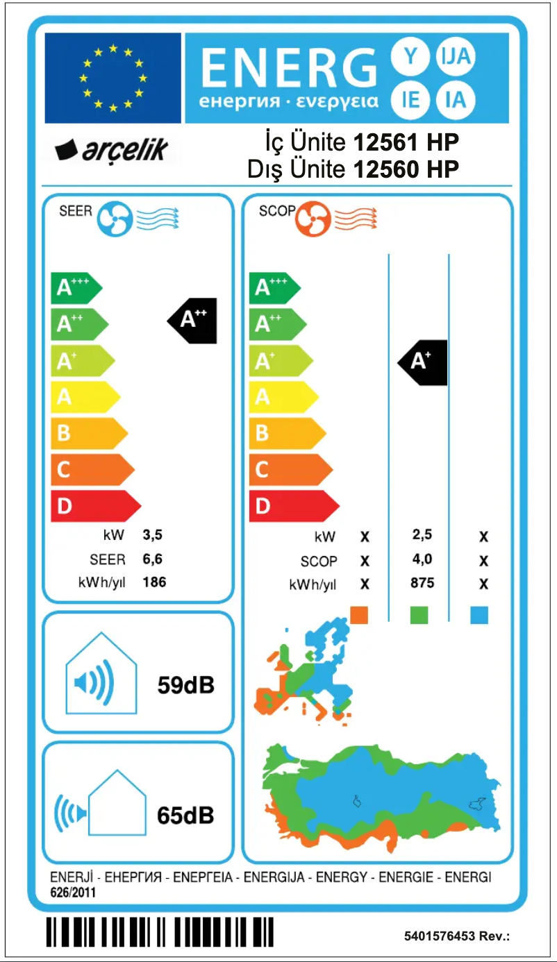 Page 1 de la notice Label énergétique HP 12560