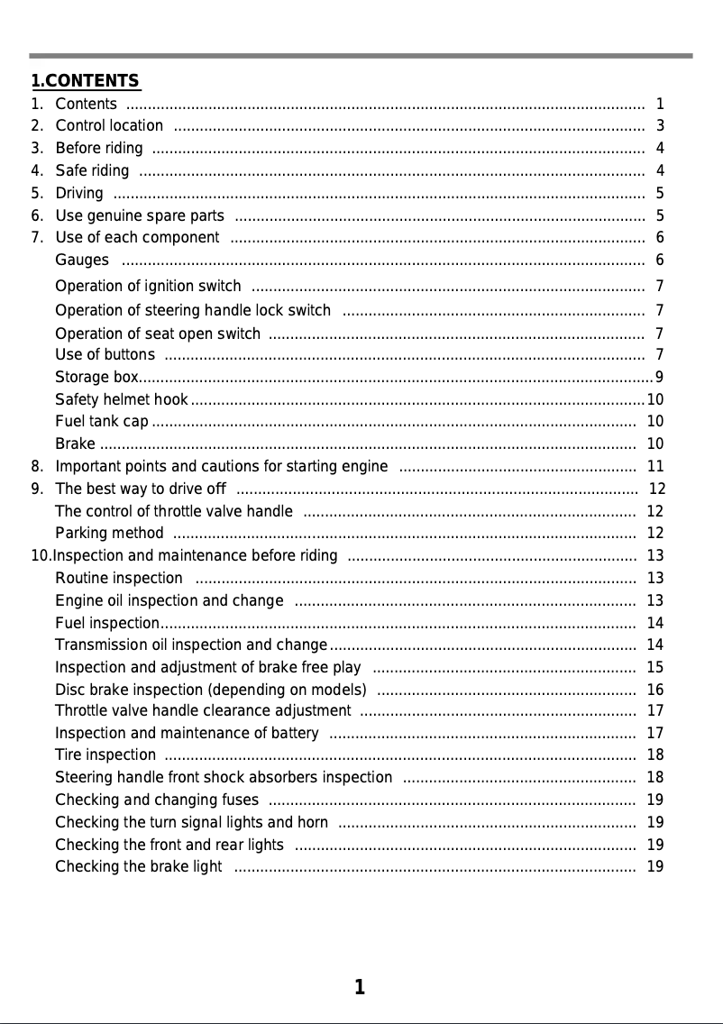 Page 1 de la notice Manuel utilisateur SYM Crox 50