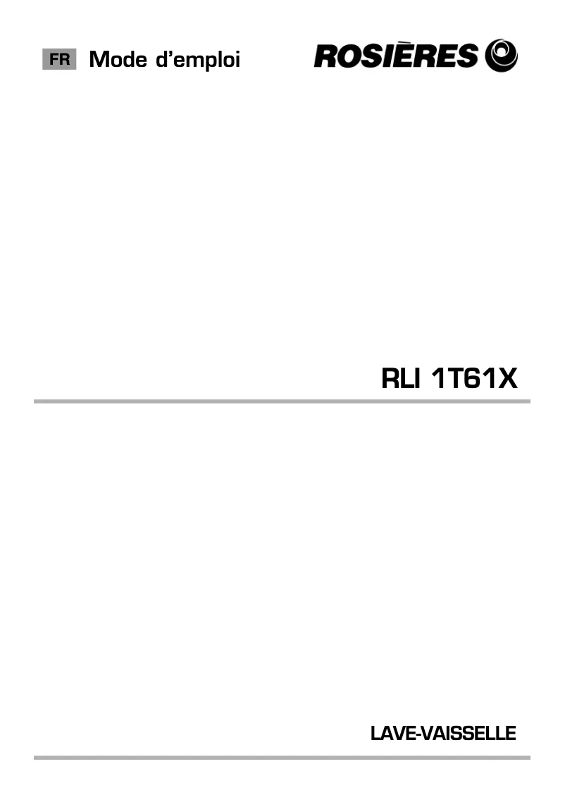 Page n°1 - Manuel utilisateur Rosieres RLI 1T61X