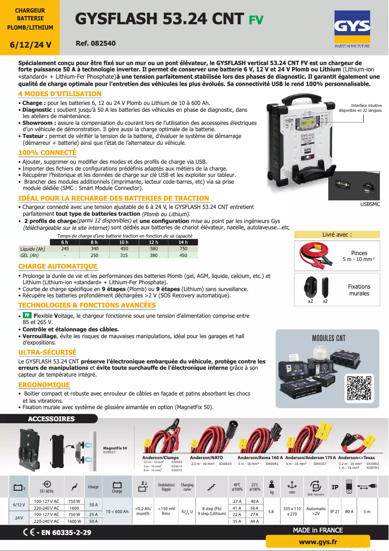 Page n°1 - Fiche technique GYS Gysflash 53.24 CNT FV