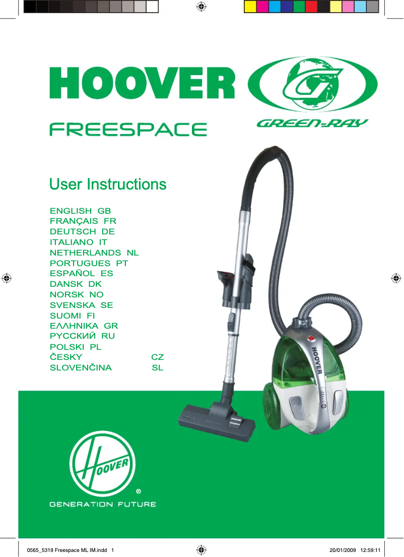 Página 1 del manual Manual de usuario Hoover Freespace Greenray TFG 5123