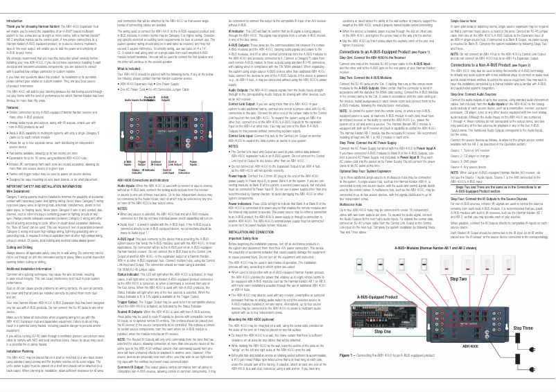 Page n°1 - Manuel utilisateur Harman Kardon ABH 4000