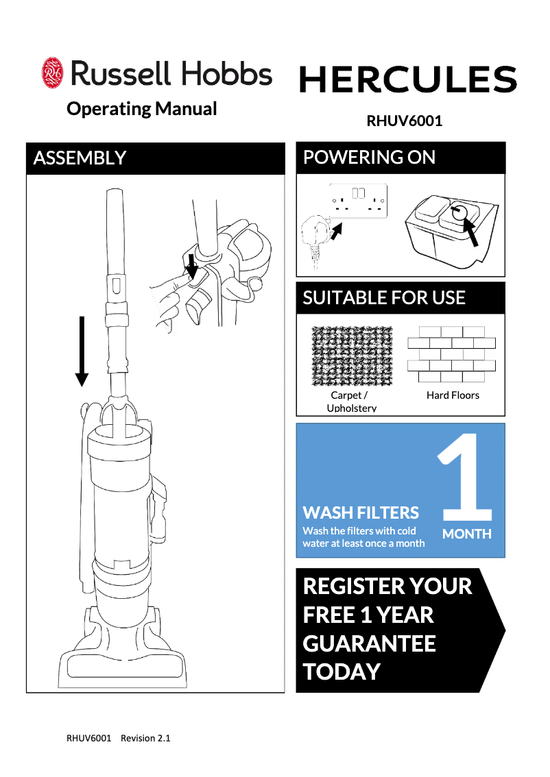 Image de la première page du manuel de l'appareil RHUV6001