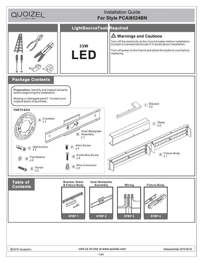 Image de la première page du manuel de l'appareil Allison PCAI8524BN
