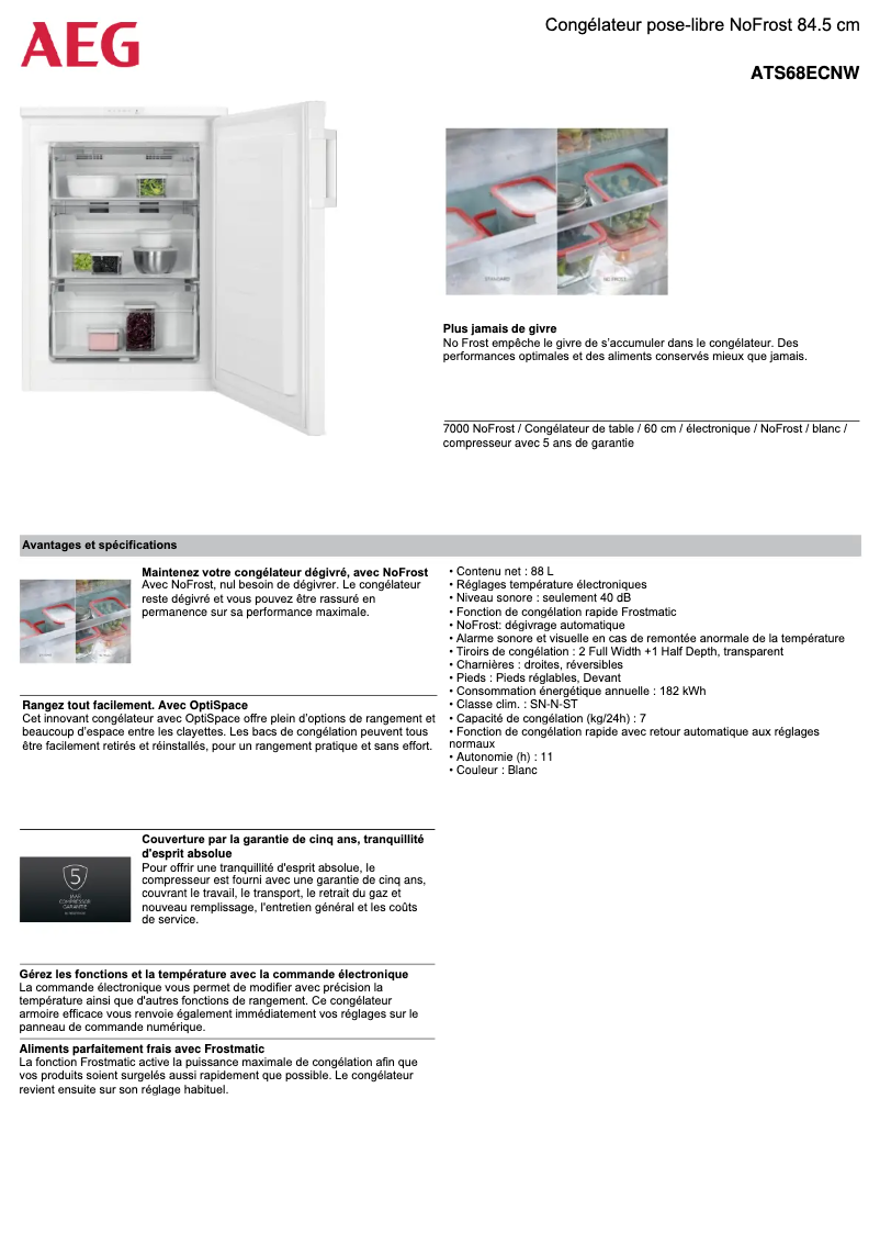 Page n°1 - Fiche technique AEG ATS68ECNW