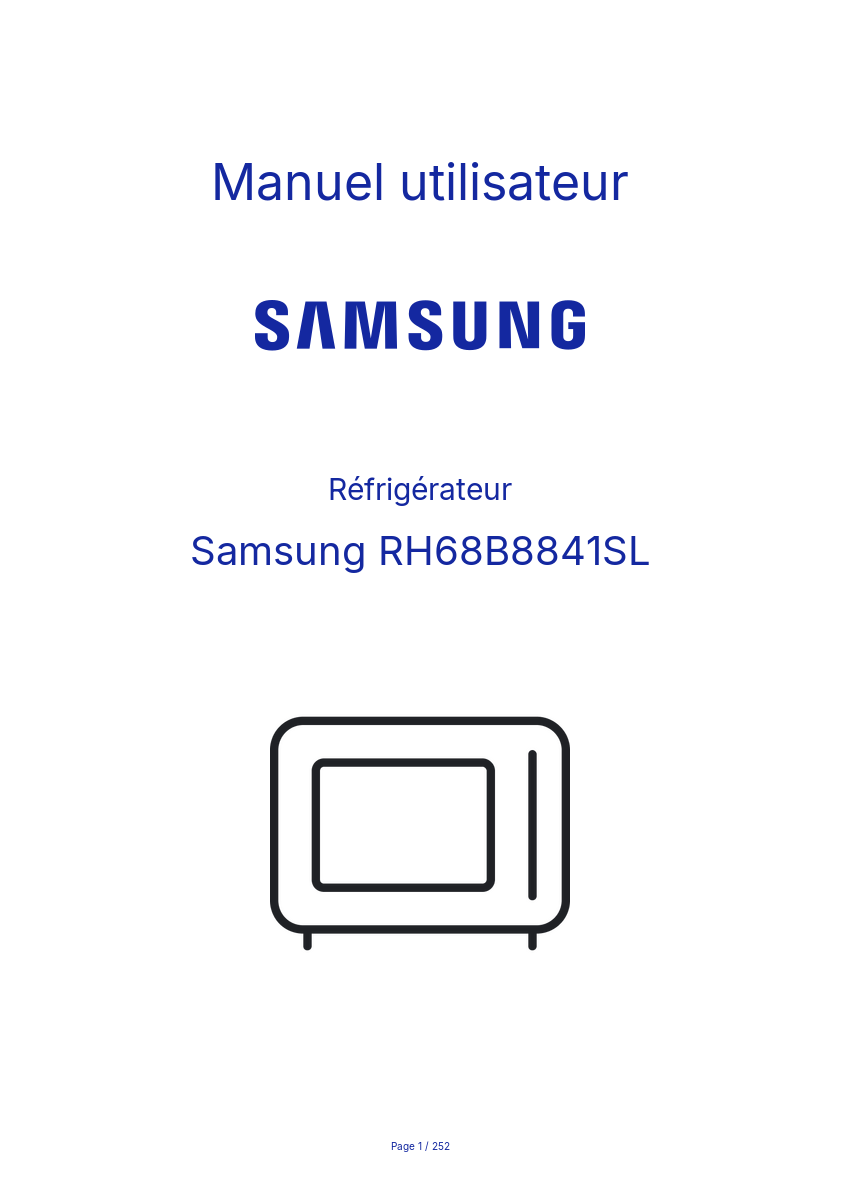 Page n°1 - Manuel utilisateur Samsung RH68B8841SL