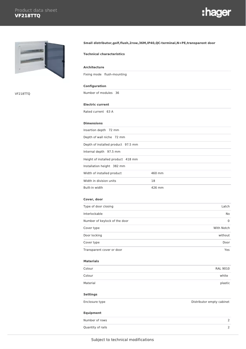 Image de la première page du manuel de l'appareil VF218TTQ