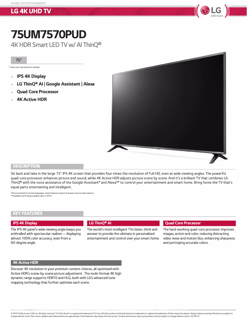 Page n°1 - Manuel utilisateur LG UM7570