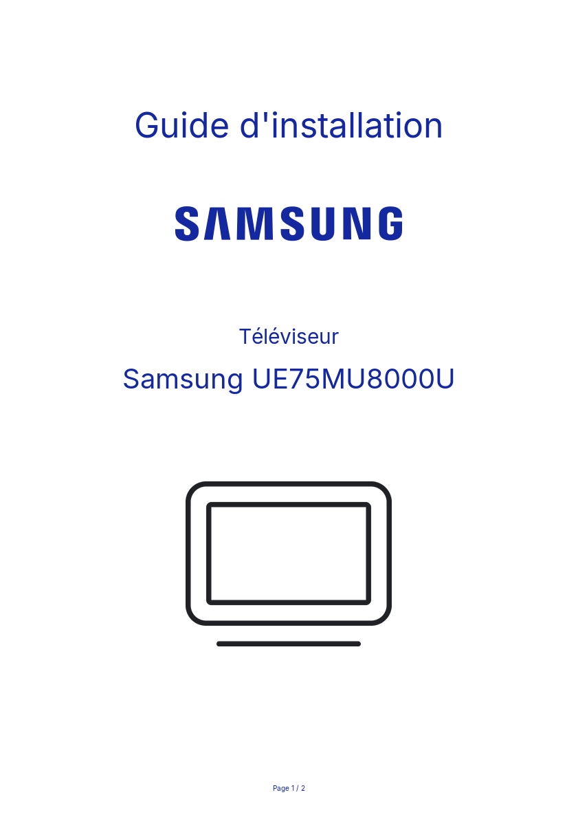 Page n°1 - Guide d'installation Samsung UE75MU8000U