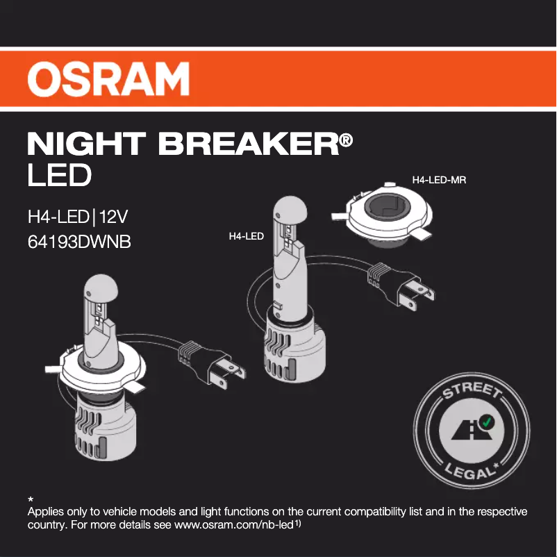 Page n°1 - Instructions / montage Osram NIGHT BREAKER H4-LED