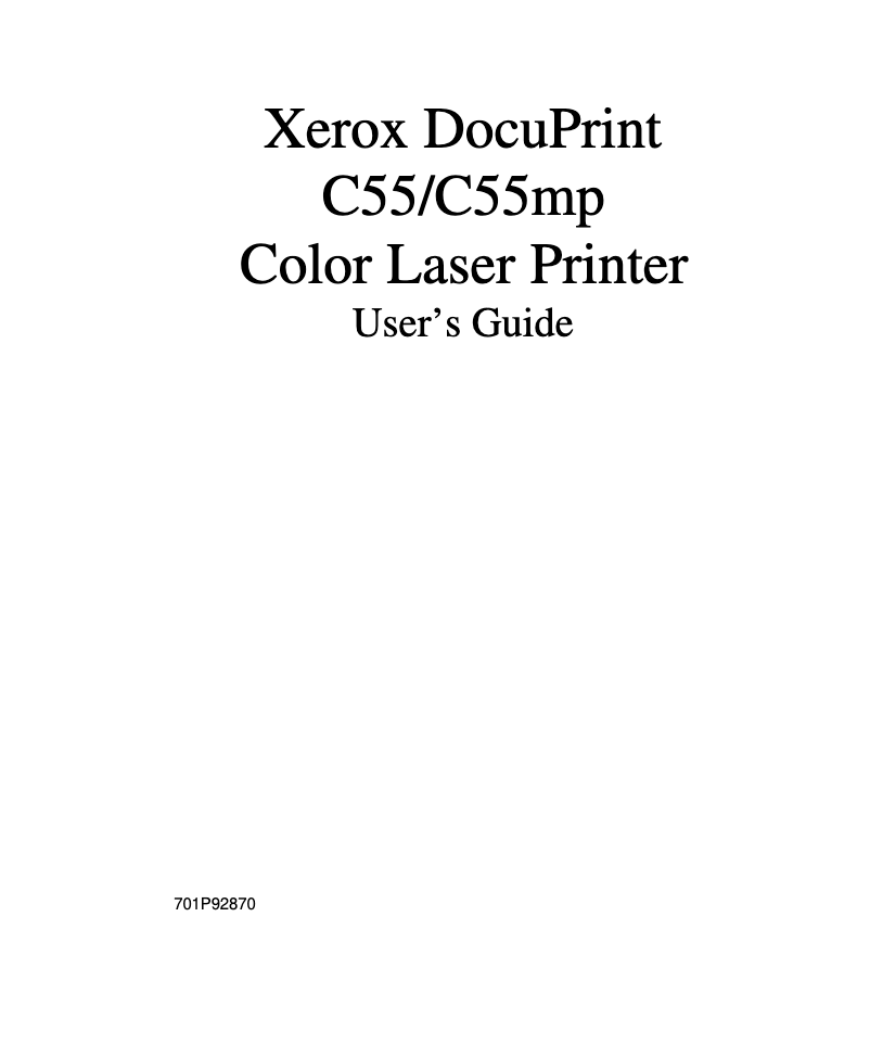 Page n°1 - Manuel utilisateur Xerox DocuPrint C55