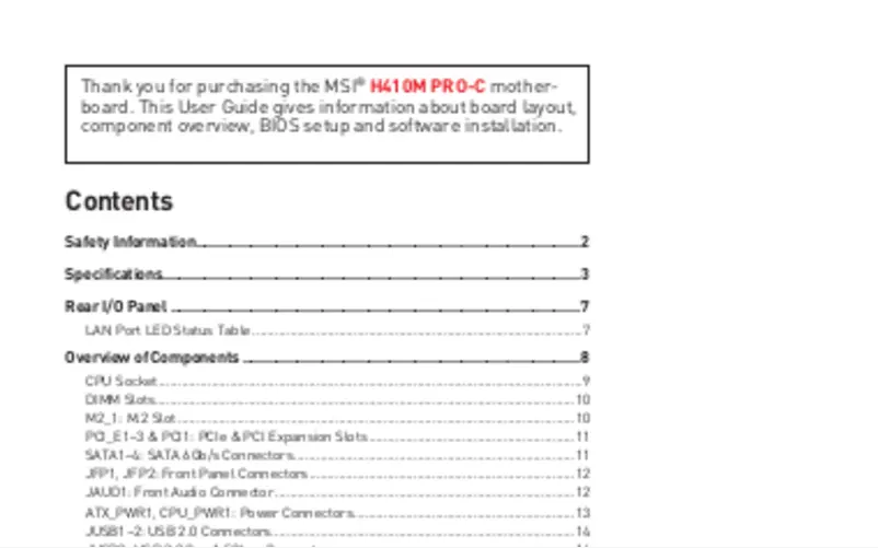 Image de la première page du manuel de l'appareil H410M PRO-C