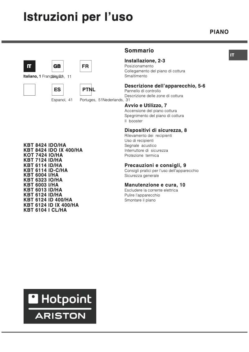 Image de la première page du manuel de l'appareil KBT6124IDIX